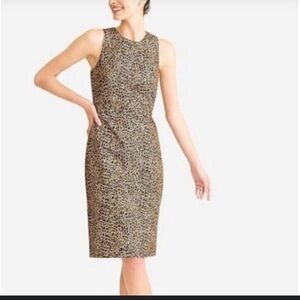 Sleeveless Leopard Print Sheath Dress - Brown
